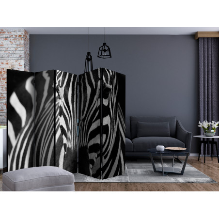 Paravan White With Black Stripes Ii [Room Dividers] 225 cm x 172 cm-01