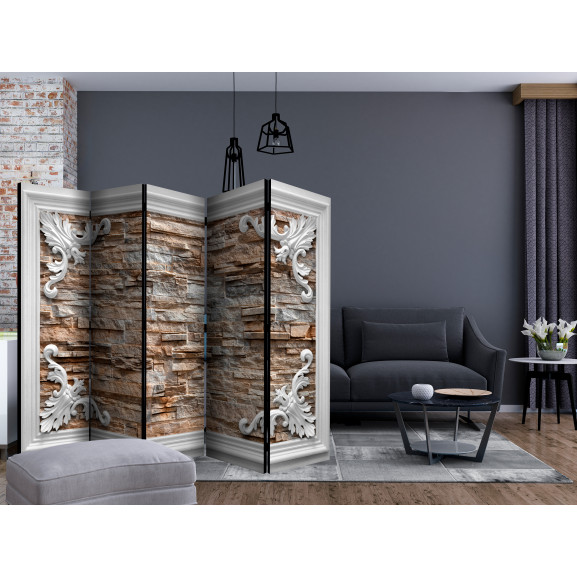 Paravan brick in the frame (brown) ii [room dividers] 225 cm x 172 cm