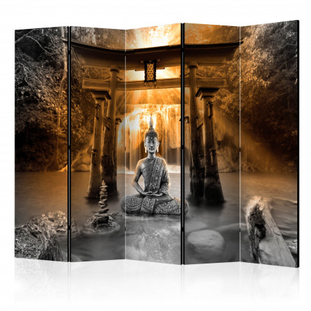 Paravan Buddha Smile (Orange) Ii [Room Dividers] 225 cm x 172 cm-01