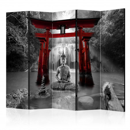 Paravan Buddha Smile (Red) Ii [Room Dividers] 225 cm x 172 cm-01