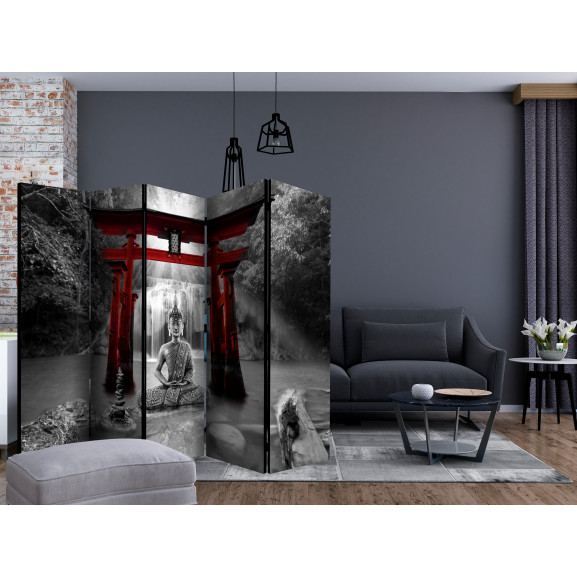Paravan Buddha Smile (Red) Ii [Room Dividers] 225 cm x 172 cm Artgeist