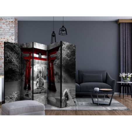 Paravan Buddha Smile (Red) Ii [Room Dividers] 225 cm x 172 cm-01