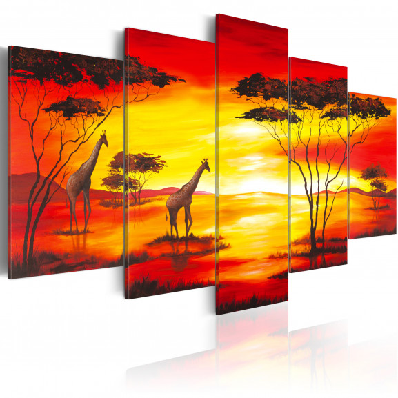 Tablou Giraffes On The Background With Sunset