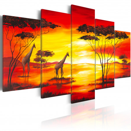 Tablou Giraffes On The Background With Sunset-01