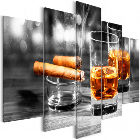 Tablou Cigars And Whiskey (5 Parts) Wide-01
