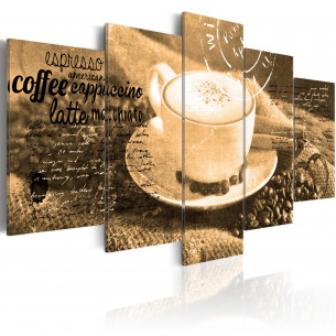 Tablou Coffe, Espresso, Cappuccino, Latte Machiato ... Sepia