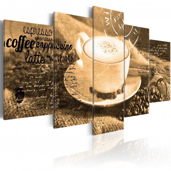 Tablou Coffe, Espresso, Cappuccino, Latte Machiato ... Sepia