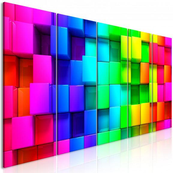 Tablou Colourful Cubes (5 Parts) Narrow