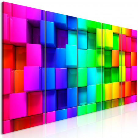 Tablou Colourful Cubes (5 Parts) Narrow-01