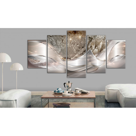 Tablou sparkling dandelions (5 parts) beige wide