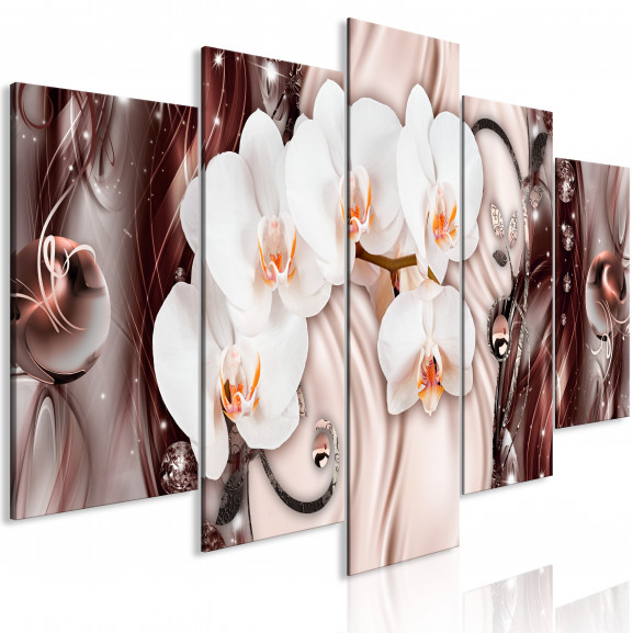 Tablou Orchid Waterfall (5 Parts) Wide Pink