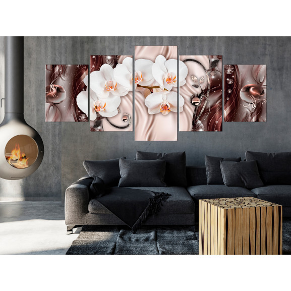Poza Tablou Orchid Waterfall (5 Parts) Wide Pink
