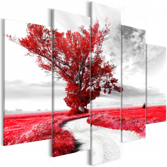 Tablou Lone Tree (5 Parts) Red