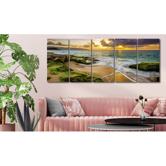 Tablou turquoise sea (5 parts) narrow