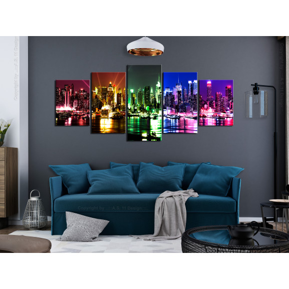 Tablou rainbow new york (5 parts) wide
