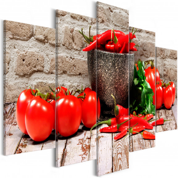 Tablou Red Vegetables (5 Parts) Brick Wide