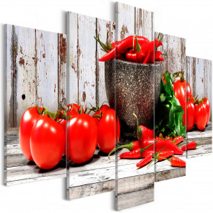 Tablou Red Vegetables (5 Parts) Wood Wide