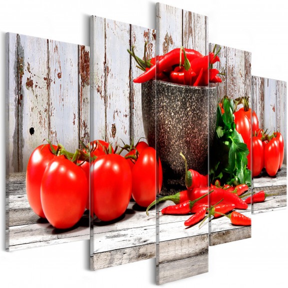 Tablou Red Vegetables (5 Parts) Wood Wide