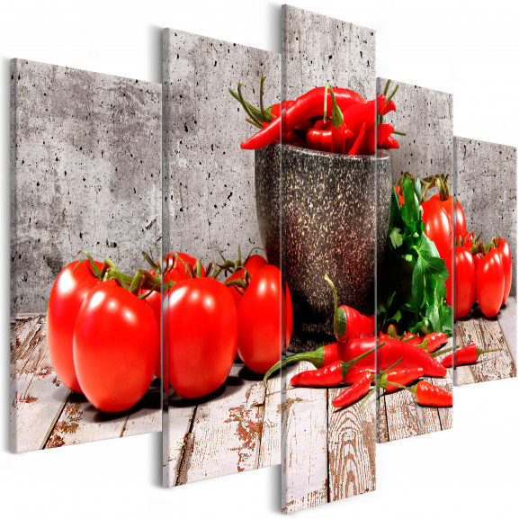 Tablou Red Vegetables (5 Parts) Concrete Wide
