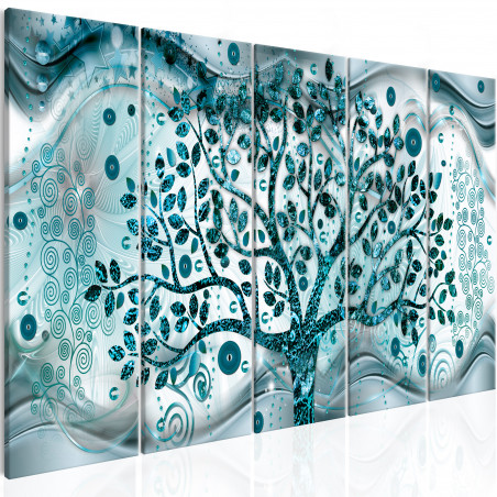 Tablou Tree And Waves (5 Parts) Blue-01