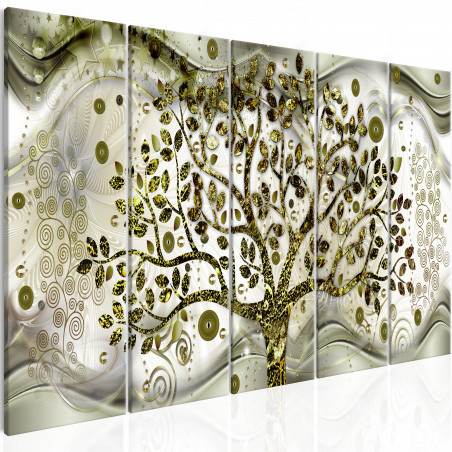Tablou Tree And Waves (5 Parts) Green-01
