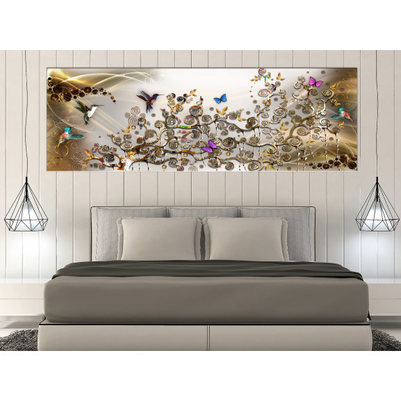 Tablou hummingbirds dance (1 part) gold narrow