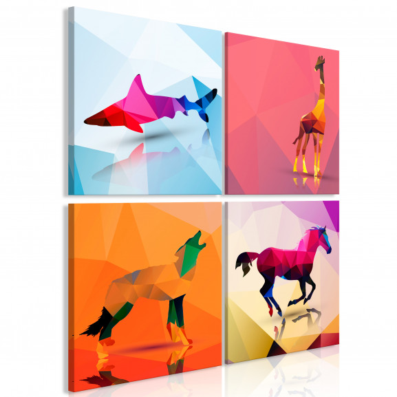 Tablou Geometric Animals (4 Parts)