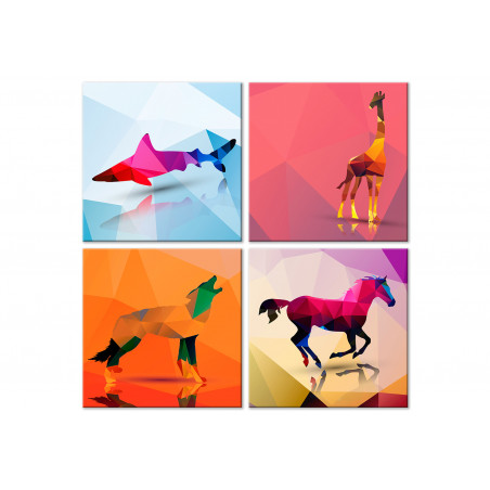 Tablou Geometric Animals (4 Parts)-01