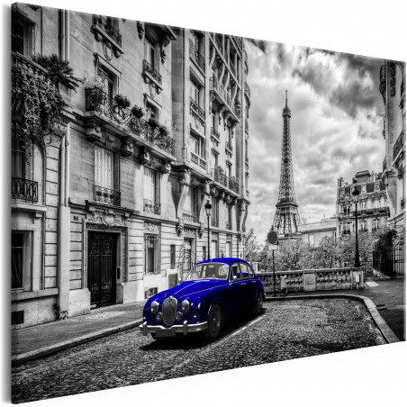Tablou Car In Paris (1 Part) Blue Wide-01