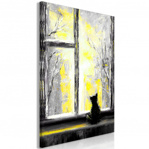 Tablou Longing Kitty (1 Part) Vertical Yellow