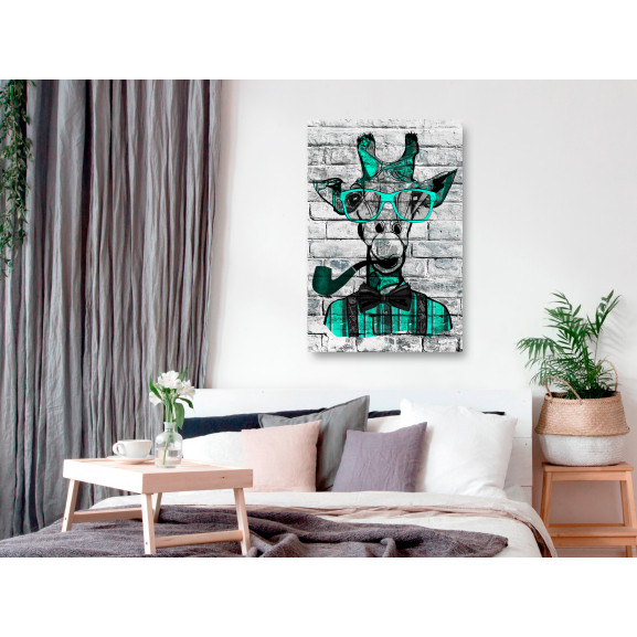 Tablou giraffe with pipe (1 part) vertical green
