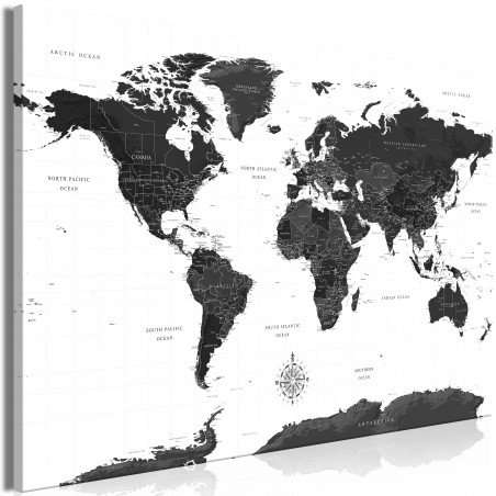 Tablou Black And White Map (1 Part) Wide-01