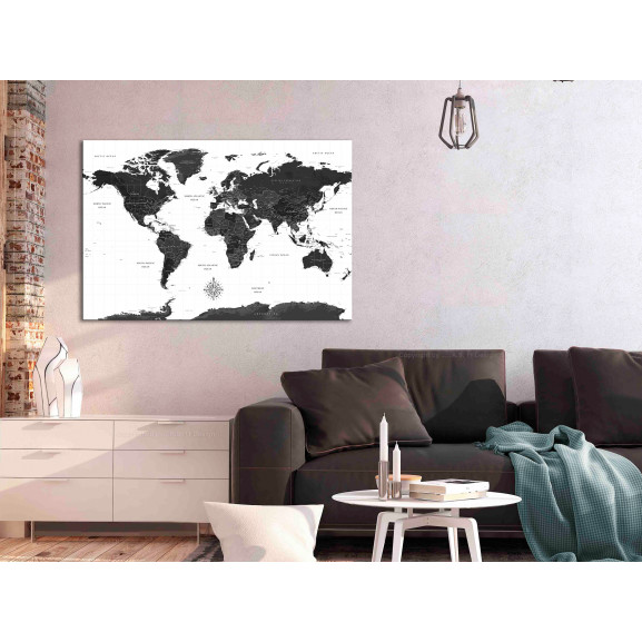 Poza Tablou Black And White Map (1 Part) Wide
