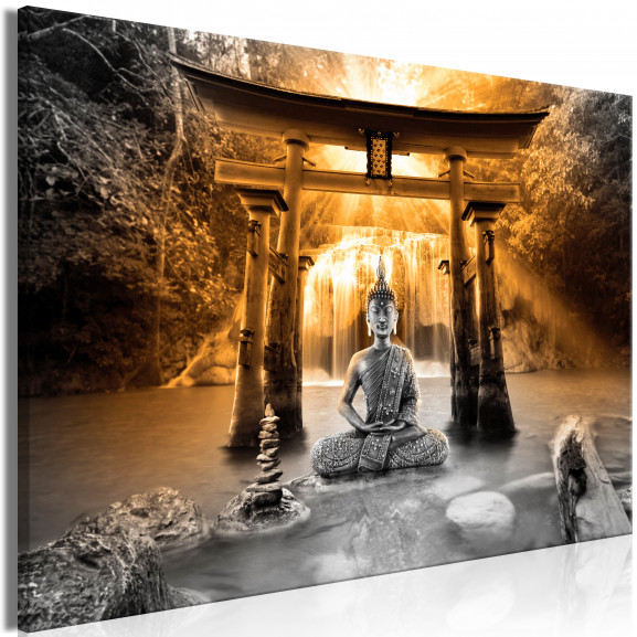 Tablou Buddha Smile (1 Part) Wide Orange