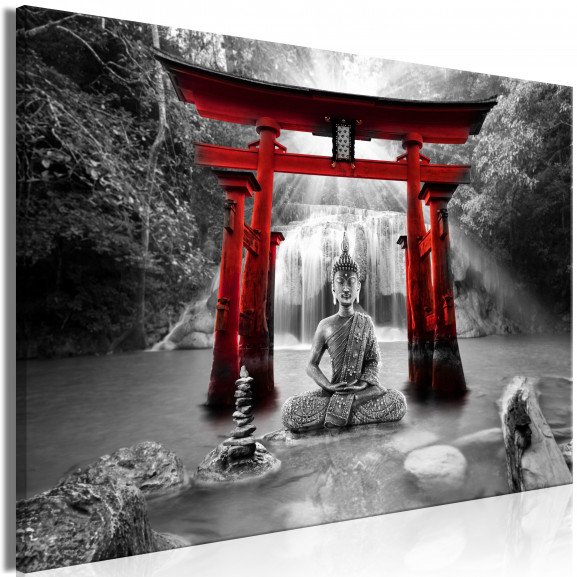 Tablou Buddha Smile (1 Part) Wide Red