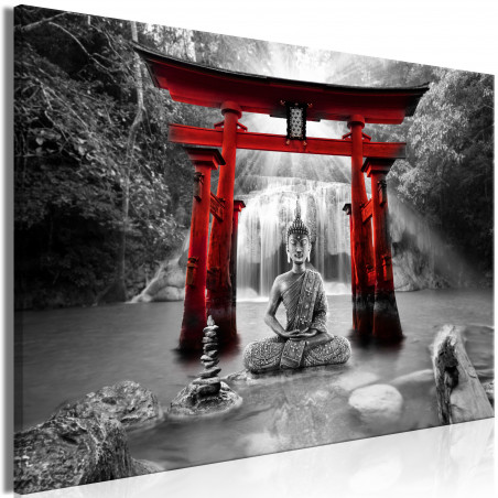 Tablou Buddha Smile (1 Part) Wide Red-01
