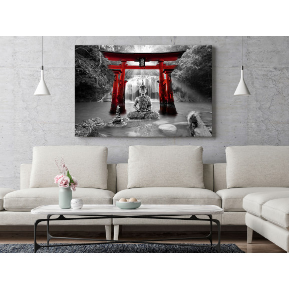 Tablou Buddha Smile (1 Part) Wide Red