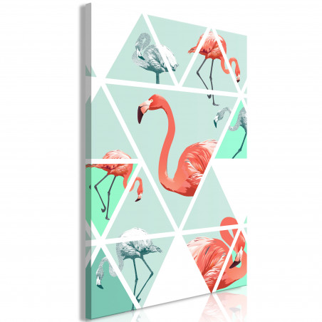 Tablou Geometric Flamingos (1 Part) Vertical-01
