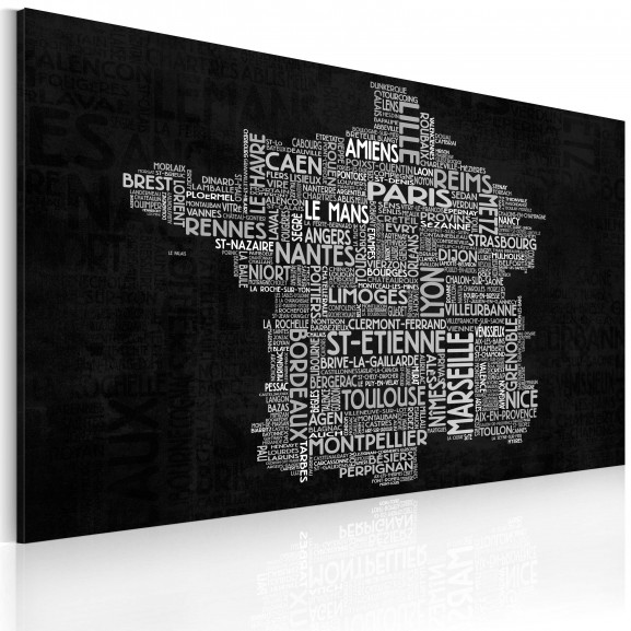 Tablou Text Map Of France On The Black Background