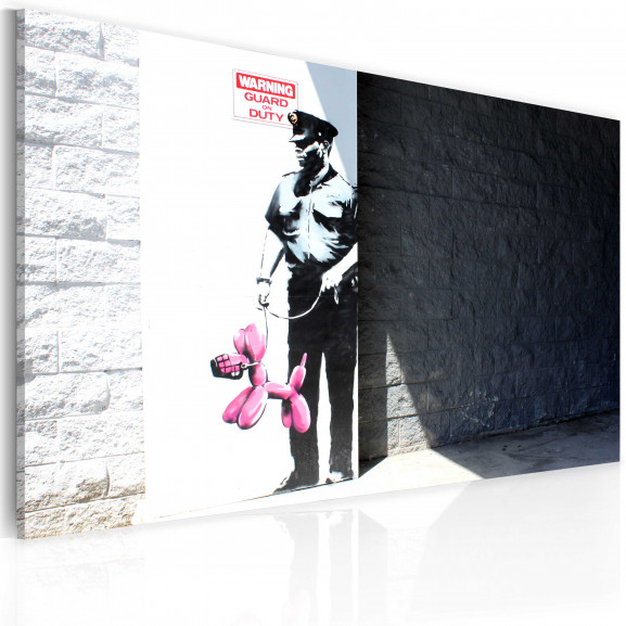 Tablou Police Guard And Pink Balloon Dog (Banksy)