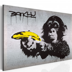 Tablou Stop Or The Monkey Will Shoot! (Banksy)