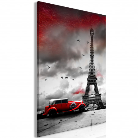 Tablou Red Car In Paris (1 Part) Vertical-01