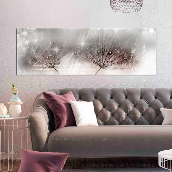 Tablou drops of dew (1 part) pink narrow