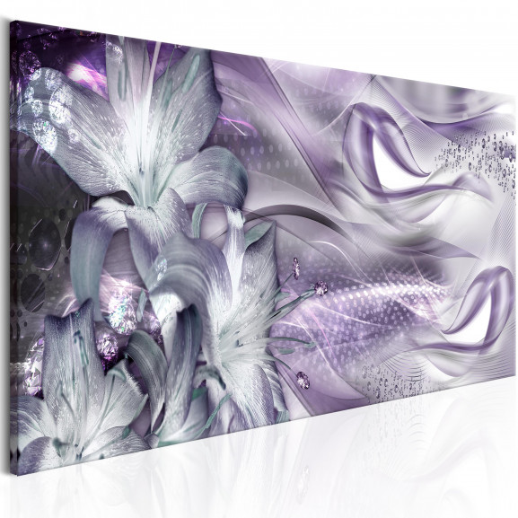 Tablou Lilies And Waves (1 Part) Narrow Pale Violet