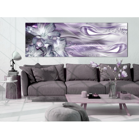 Tablou Lilies And Waves (1 Part) Narrow Pale Violet-01