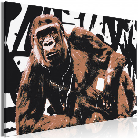 Tablou Pop Art Monkey (1 Part) Narrow Brown-01