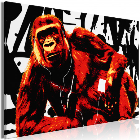 Tablou Pop Art Monkey (1 Part) Narrow Red-01