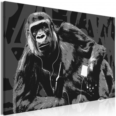 Tablou Pop Art Monkey (1 Part) Narrow Grey-01