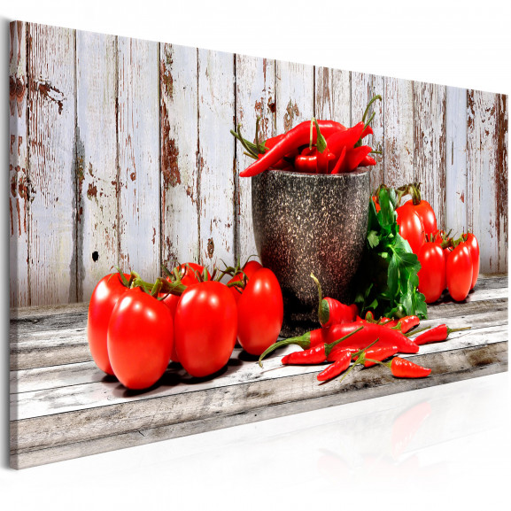 Tablou Red Vegetables (1 Part) Wood Narrow