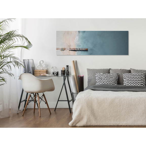 Tablou sea and wooden bridge (1 part) narrow grey